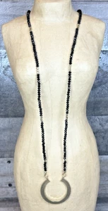 Plunder Jewlery Share Joy Necklace - Black Gold beaded chain New in Box - Picture 1 of 7