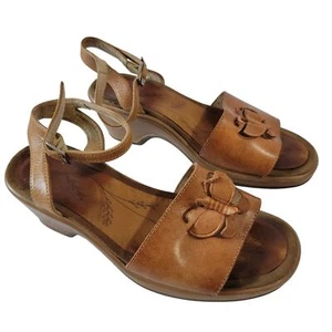 Sandali comodi vintage Dansko 38 pelle marrone ritagliati farfalla artistici casual RARI - Foto 1 di 12