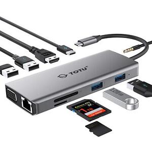 USB C Hub, Type C Hub, 11-in-1 Adapter with Ethernet, 4K USB C to HDMI, VGA, ...