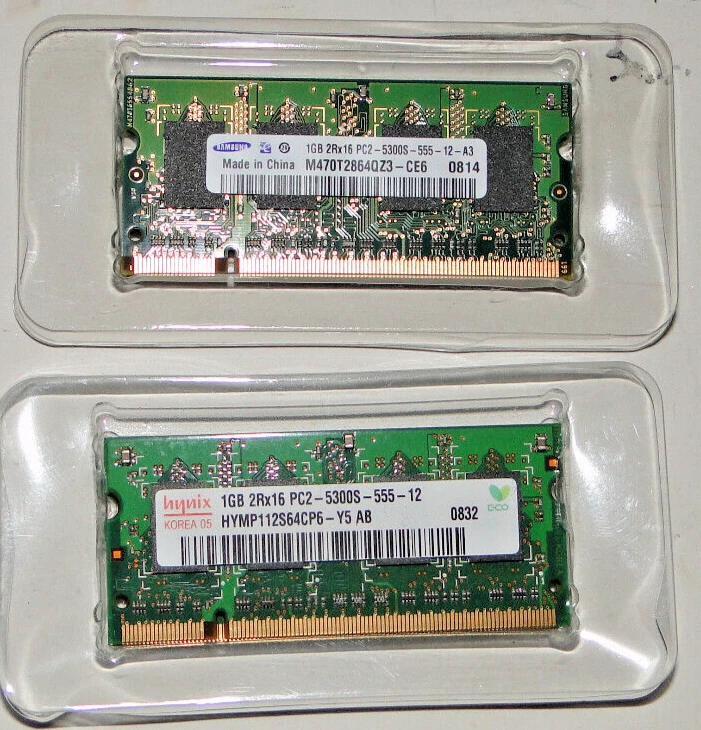 4X 1GB Notebook Memory DDR2 SO-DIMM Hynix Samsung Nanya 667MHz - Image 1 of 4