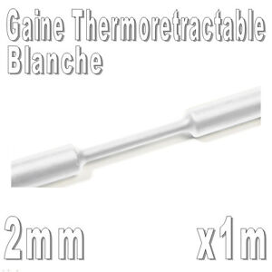 Gaine Thermo Rétractable 2:1 - Diam. 2 mm - Blanc - 1m