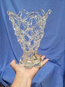 Vaso in vetro di Murano LATTICE WEB vetro artistico soffiato a mano vetro tirato 8 x 6 IN - Foto 1 di 12