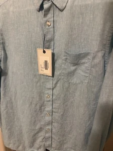 Untuckit Mens Medium Blue Linen Button Up Slim Fit Wrinkle Resistant - Picture 1 of 6