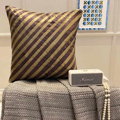 Sofa Cushion Cover Purple 16"x16", Room Decor Silk - Unfolding Purple Copper - Image 1 of 4