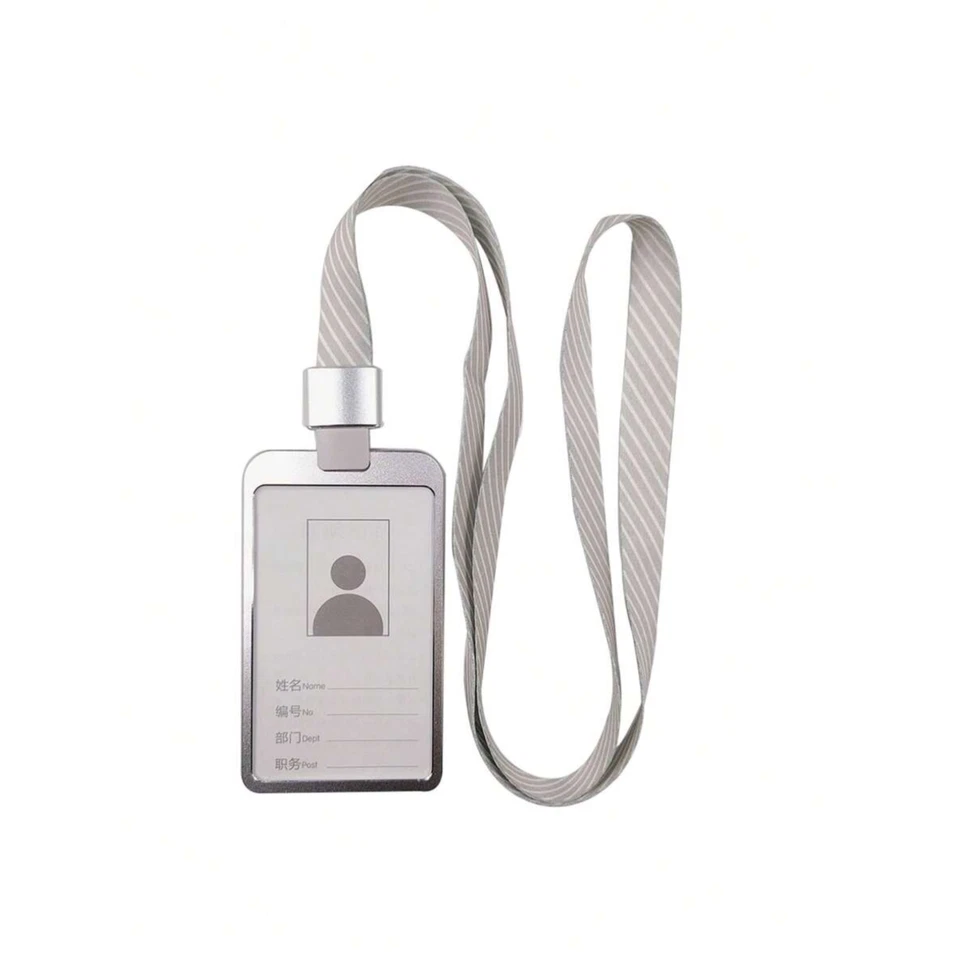 Soporte de placa de identificación de aluminio con gancho de metal desmontable cordón de cuello soporte vertical Foto 1 de 4