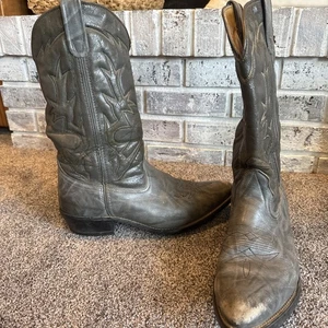 Herren Leder Grau Westernstiefel Gr. 10D Used Cowboystiefel Getragener Zustand - Bild 1 von 8