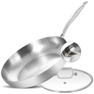 12 Zoll Tri-Ply Edelstahl Bratpfanne mit Deckel, Pfanne, Induktion Kochen... - Bild 1 von 8