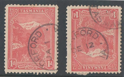 1903 TASMANIA  1d PICTORIAL'S - 2 x Pmk's ' ORFORD '  6 SCANS - Image 1 of 4
