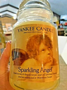 Yankee Candle Sparkling Angel 22 oz barattolo di vetro giallo/bianco RARO vintage USA - Foto 1 di 2