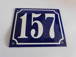 NOS Vintage French Handmade 4.75 x4" Enamel Plaques Street House Number Sign 157 - Picture 1 of 2