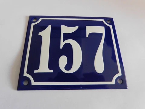 NOS Vintage French Handmade 4.75 x4" Enamel Plaques Street House Number Sign 157 Cover