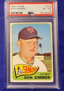 1965 Topps Baseball #233 Don Zimmer PSA 6 EX-Mint Yankees Senators Red Sox - Picture 1 of 2
