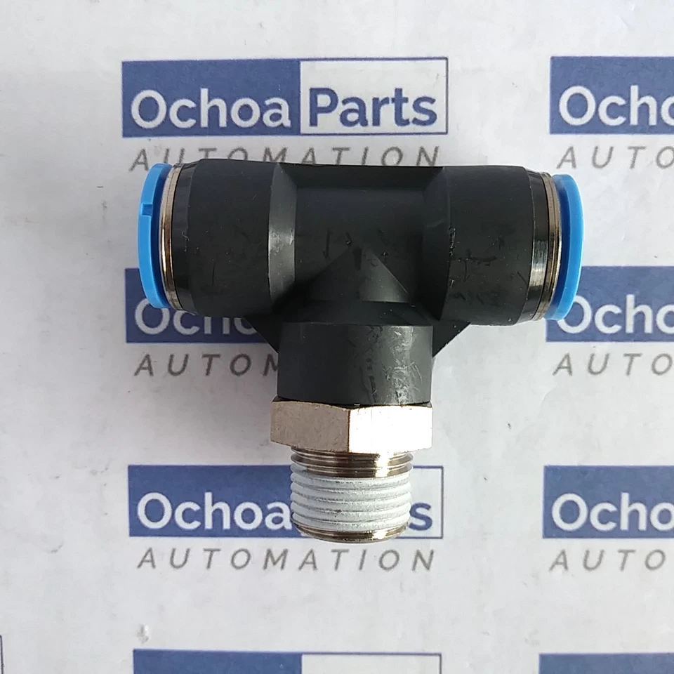 153114 FESTO PUSH-IN T-FITTING QST-3/8-12 - R 3/8 , 87 PSI=6 BAR LOT OF 3 PCS - Image 1 of 4