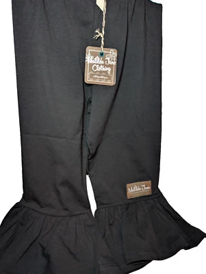 NUEVO NUEVO CON ETIQUETAS Pantalones Matilda Jane Niños Negros Volantes Acampanados Pierna Pull On Informal Ajuste Cómodo Foto 1 de 4