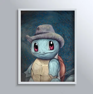 Pokémon Squirtle Hat Canvas HD Poster A2 42X60cm Unframed Abstract WallArt - Picture 1 of 1