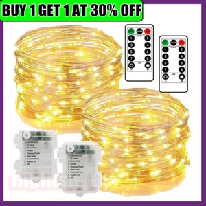 Battery LED String Rice Lights Copper Wire Remote Control Timer indoor/outdoor~ - Picture 1 of 21