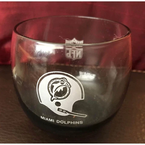 Vintage NFL Miami Dolphins Etched Highball Glass Cocktails Whiskey Tumbler NFL 3 Cover