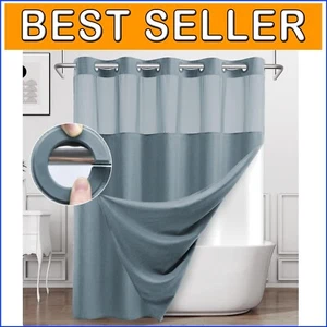 Waterproof 71W x 86H Polyester Shower Curtain with Snap Liner – Modern Design - Picture 1 of 9