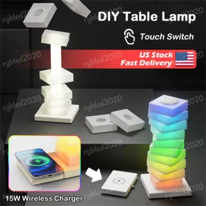 Smart Touch LED Night Light w/Wireless Charger RGB Color Changing Bedside Lights - Picture 1 of 10