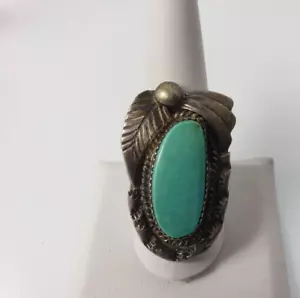 ANELLO Nativi Americani NA Lawrence Baca Taglia 10 Navajo .925 Turchese (1962-2024) - Foto 1 di 8