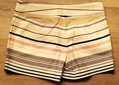 Cynthia Rowley Shorts 6 Striped Chino Short Blush/Taupe/BlackCott/ Spandex CUTE! - Image 1 of 4