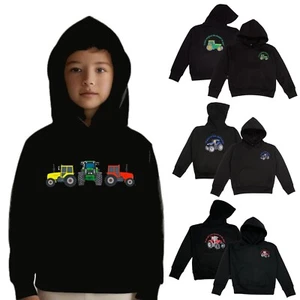 Kids Tractor Logo Embroidered Hoodie Farming Agricultural Rural Life Pullover - Picture 1 of 17
