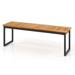 Patio 2-Seater Outdoor Dining Bench Backless Bench Acacia Wood Garden Backyard - Picture 1 of 12