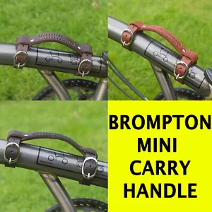 Asa de transporte de cuero para cuadro de bicicleta Brompton MARRÓN NEGRO - Imagen 1 de 13