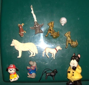 VINTAGE DOG FIGURES LOT PLASTIC, CERAMIC + - Picture 1 of 1