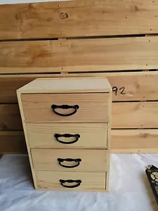 Raw Wood Color Tabletop Storage Box Bamboo Desk Organizer 4 Drawers Home Office - Picture 1 of 7