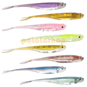 Señuelos de pesca de plástico blando 6 piezas horquilla cola caída tiro multicolores 7,5 cm 10 cm 12 cm  - Imagen 1 de 14