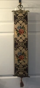 Vintage Blumen Wandteppich 32" Wandbehang mit Messingbefestigungen - Bild 1 von 7
