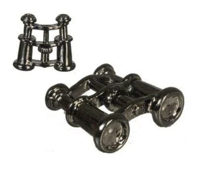 Casa Delle Bambole Nero Cromato Binocolo Miniatura 1:12 Scala Metallo Accessori - Immagine 1 di 4