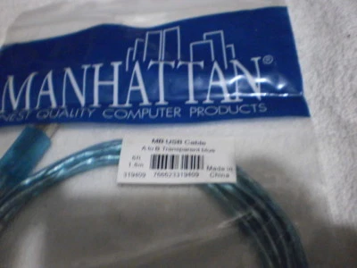 Manhattan MB USB cable-9  A to B for printer 6 Ft. 1.8 M + 1 Fujifilm DVD-Rw New - Image 1 of 4