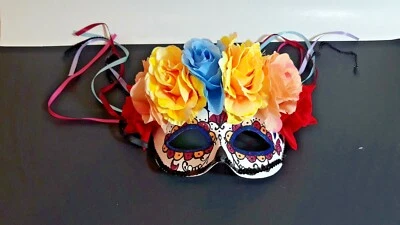 Sugar Skull Half Mask Women’s Colorful Masquerade Mask - Image 1 of 4