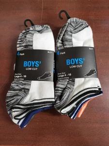 8 pair Boys Socks Low Cut size 4- 10 White Black Blue Orange Gray Collective Sol - Picture 1 of 1