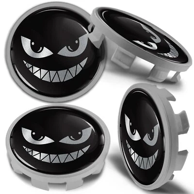 4 x 68mm Compatible with BMW Alloy Wheel Center Caps Centre Hubcaps Smile Black - Imagem 1 de 4