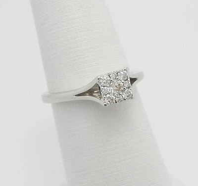 1/4CT NATURAL DIAMOND HALO ENGAGEMENT WEDDING BRIDAL RING BAND 10K WHITE GOLD - Image 1 of 4