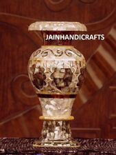 14" marble flower vase pot inlay mother of pearl pietra dura decor room home