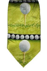 Golf Neck Tie Clubs Necktie Balls Steven Harris Golfer Green Black Sports - Picture 1 of 5