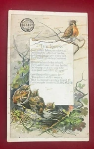 Victorian Trade Card Clark's Mile-End Spool Cotton Thread "The Robins" - Picture 1 of 2