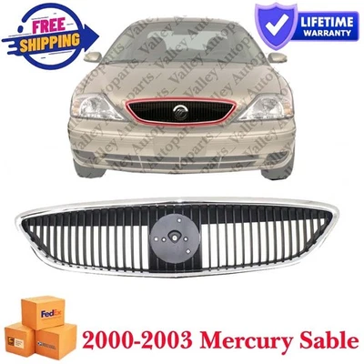 4-Door Chrome & Black Fits 2000-2003 Mercury Sable New Front Grille YF4Z8200AA Foto 1 de 4