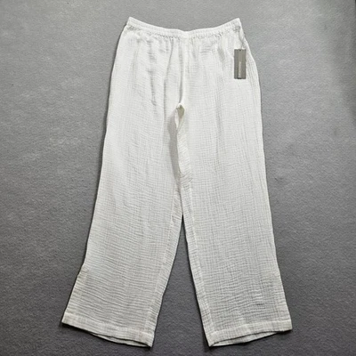Soft Surroundings Key Biscayne Gauze Wide Leg Pants Women Petite Medium PM Ivory - Image 1 of 4