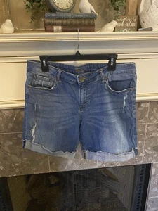 Pantaloncini Kut From The Kloth jeans con polsini effetto invecchiato denim taglia 12 lavaggio med - Foto 1 di 10