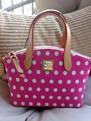 Dooney & Bourke Small Leather Ruby Satchel Crossbody Fuchsia Pink Polka Dot NWT - Image 1 of 4