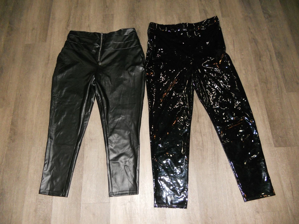 lot of 2 womans plus size faux leather/vinyl leggings sz 40 boo hoo/shein - Image 1 of 1
