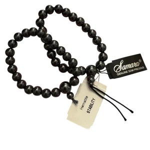 Samara Hematite Two Beaded Stretch Bracelets NWT Magnetic 8mm Beads Stability - Picture 1 of 2