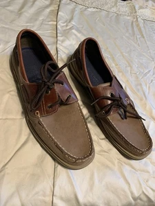 Men’s Sperry Top Sider Leather Nautical Dress Boat Shoes Size 13 M Brown/Beige - Picture 1 of 4
