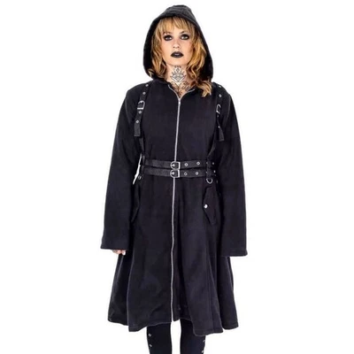 Women Gothic Emo Ladies Lucretia Heartless Coat Black - Image 1 of 3