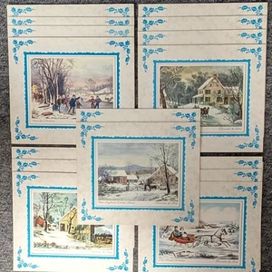 Vintage Currier & Ives Christmas Cards 16 Cards w/ Envelopes & Box - Picture 1 of 4